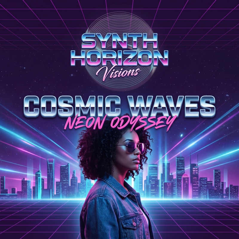 AI album cover — synthwave neon retro